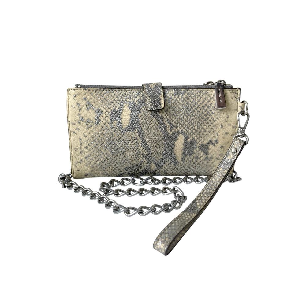 Michael Kors Y2K Snake Embossed Metallic Clutch | Chain Strap Reworked Mini Bag